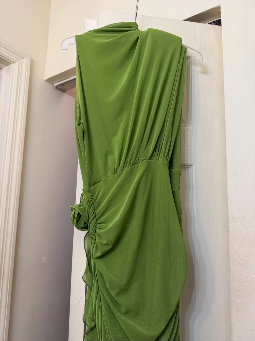 SHEIN Olive Green One-Shoulder Ruched Mini Dress - Picture 4 of 6